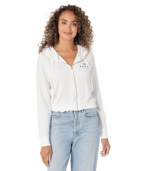 Imbracaminte Femei Tommy Jeans Smock Waist Zip Hoodie Bright White, Tommy Jeans