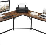 Birou pentru computer in forma de L, VASAGLE, birou de colt pentru studiu, jocuri, economie de spatiu, asamblare usoara, design industrial, Maro rustic LWD73X