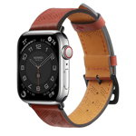 Curea piele Leather Strap compatibila cu Apple Watch 4/5/6/7/8/SE/Ultra 42/44/45/49mm Rosu, OEM