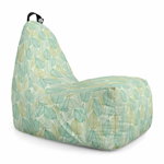 Fotoliu Updeco Puf Bean Bag tip Para XL, impermeabil, indoor/outdoor, sac interior, cu maner, 90 x 90 x 60 cm, frunze verzi si galbene