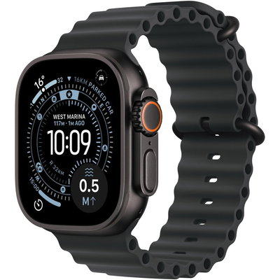 Apple Ceas Ultra 3 GPS + Cellular, carcasă neagră din titan de 49 mm cu curea neagră Ocean MF0J4QP/A