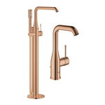 Pachet baterie freesanding lavoar si baterie stativa L Grohe Essence Cupru Mat, Grohe