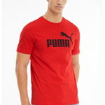 Puma, Tricou de bumbac cu imprimeu logo Essential, Rosu, XS