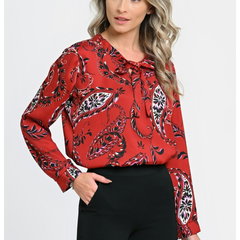 888144262-Bluza Dama cu Funda Subtire - Rosie cu Imprimeu Paisley, Eranthe