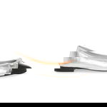 Steve Madden, Balerini de piele si piele ecologica Ellison, Negru/Argintiu