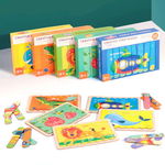 Set 5 Puzzle cu piese betisoare din lemn, Creative Puzzle Stripes, 5 modele - Krista A, Krista