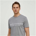 Armani Exchange tricou barbati, culoarea gri, cu imprimeu, Armani Exchange