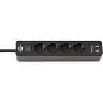 Ecolor 4x Power 2x USB - 1.5m - black, Brennenstuhl