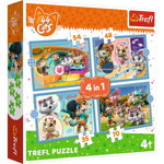 Puzzle Trefl 4 in 1, 44 Cats, Echipa pisicilor, 35/48/54/70 piese