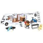 Rulota Dickie Toys Camper Hymer Camping Van Class B cu figurina si accesorii, Dickie Toys