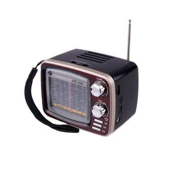 Radio Portabil FM/AM/SW, Bluetooth, Port USB/TF/AUX, Antena Telescopica, Scala Iluminata, Retro TV Box, Rosu, 