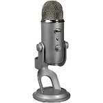 Microfon Blue Yeti profesional, USB, pentru Podcast, YouTube, Skype, inregistrare si streaming, PC, Mac, Argintiu