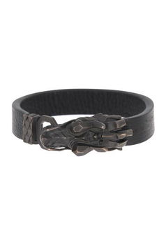 Bijuterii Femei John Hardy Silver Black Leather Legends Naga Bracelet - Size M Silver