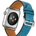 Curea pentru Apple Watch 40mm piele iUni Single Tour Albastru