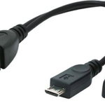 Cablu adaptor OTG , Cablexpert 06730, USB 2.0 mama la microUSB 2.0 tata si microUSB 2.0 mama, lungime 15cm, negru, Gembird