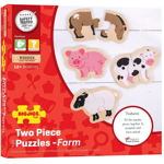 Puzzle - animale de la ferma, BIGJIGS Toys, 1-2 ani +, BIGJIGS Toys