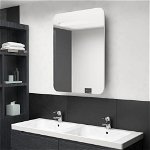 vidaXL Dulap de baie cu oglindă și LED, alb și stejar, 60x11x80 cm, vidaXL