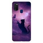 Husa Silicon Soft Upzz Print Samsung Galaxy M21 Model Shadow Cat, Upzz Art