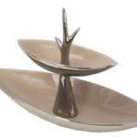 Stativ Fountain, 25x33.5x13.5 cm, ceramica, maro/ argintiu