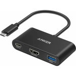 Hub Anker PowerExpand 3-in-1, 100W Power Delivery, USB-C, 4K HDMI, USB 3.0, Gri, Anker