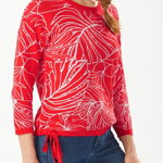 Imbracaminte Femei Tommy Bahama Island Bloom Jacquard Tie Hem Sweater POPPY RED