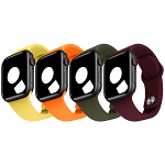 Set 4 curele Apple Watch 3 / 4 / 5 / 6 / 7 / 8 / SE series 42 / 44 / 45 / 49 mm portocaliu galben visiniu verde