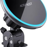 Încărcător auto fără fir Acefast Acefast Qi cu suport pentru telefon magnetic MagSafe 15W pentru grila de ventilație neagră (D3 negru), Acefast