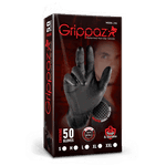 Set 50 bucati Manusi negre Grippaz, Nitril, groase si rezistente 2XL