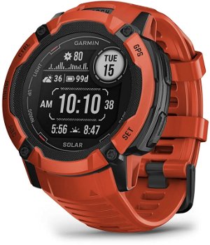Smartwatch GARMIN Instinct 2X Solar 50mm, GPS, Android/iOS, silicon, Flame Red