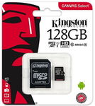 Kingston Canvas Select (SDCS/128GB) MicroSDClass 10 UHS-I Speeds Up to 80 MB/s Read (SD Adapter Included) - Bring Your HD Videos to Life