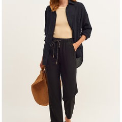 Pantaloni crop cu talie ajustabila, OXXO