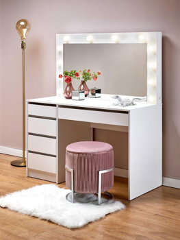 Masuta de toaleta cu oglinda si LED Hollywood XL – Alb, Halmar