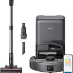 Aspirator robot eufy E20 3-in-1, 8.000Pa, Statie Auto-Golire, Sistem Filtrare cu 5 nivele, 1500 mp, Autonomie 180 minute, Recipient 3 l (Negru), Eufy