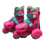 Role Go Kart Bia pentru fete,cu casca, cotiere si genunchiere, masuri reglabile 30-33, roz