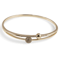 Bratara din cupru placat cu aur galben 18k fixa pe doua randuri cu bumbi si zirconii, StoneMania Bijou