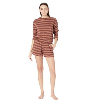 Imbracaminte Femei Saltwater Luxe Knit Stripe Sleep and Lounge Set Brick, Saltwater Luxe