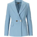 Elisabetta Franchi ELISABETTA FRANCHI SUGAR PAPER DOUBLE-BREASTED BLAZER WITH MARTINGALE BELT Light blue, Elisabetta Franchi