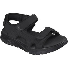 Skechers, Sandale din piele ecologica cu inchidere velcro Wagner Avalon, Negru, 40