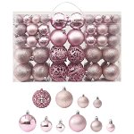 Set globuri de Craciun vidaXL, disponibile in trei dimensiuni diferite, Plastic, PVC, Cu o cutie, 100 piese, roz