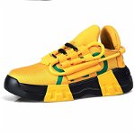 Pantofi sport MBrands , cu talpa inalta , culoare galben cu negru - 43, Mbrands