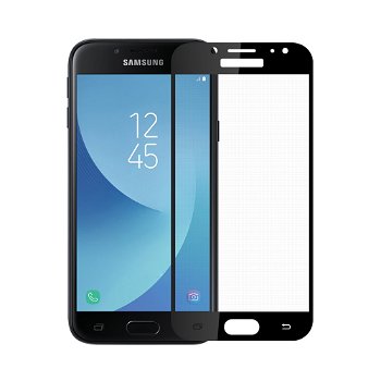 Folie Samsung Galaxy J3 (2017) Meleovo Sticla Full Cover Black, Meleovo