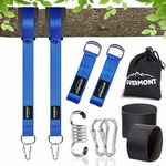Kit accesorii pentru prindere leagan/hamac OVERMONT, poliester/metal, argintiu/albastru,