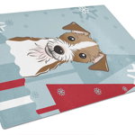 Caroline`s Treasures Vacanță de iarnă Jack Russell Terrier sticlă de tăiere bord mare Multicolore 12H x 16W, 