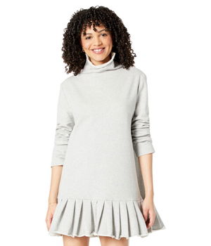 Imbracaminte Femei Norma Kamali Long Sleeve Turtle Dress w Pleated Bottoms Heather Grey, Norma Kamali