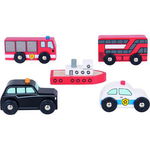 Set 5 vehicule din lemn, BIGJIGS Toys, 2-3 ani +, BIGJIGS Toys