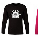 Set bluze Negru/Roz pentru cupluri I'm Her King COD SB142, Zoom Fashion