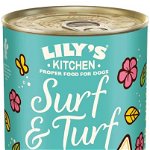 LILY'S KITCHEN Surf & Turf Conservă pentru câini, cu vită, somon şi creveţi 400g, Lily's Kitchen