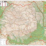 Harta pliata, Romania rutiera si Bucuresti zona centrala, 100 x 70cm, STIEFEL