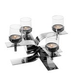 PASSIONA suport lumanare pentru tea lights, include sticla, placata cu nichel 42x42x23.5 cm, FINK