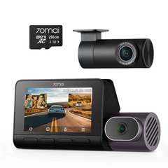 Camera auto cu lentila duala + camera spate RC41 70Mai T800-41-256G, 4K, WiFi 6, ecran 3 inch, GPS, HDR, ADAS, 146 grade, preinregistrare, night vision, slot card, microfon si difuzor, control prin aplicatie, card inclus, 70Mai